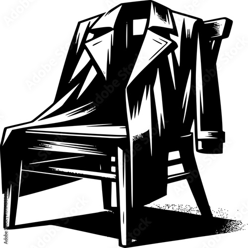 Mystery's Embrace: A trench coat, draped over an old chair, casts a long shadow, evoking a sense of intrigue and suspense. A narrative of secrecy and anticipation.