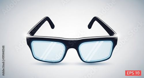 Black rectangular glasses with blue tinted lenses on white background eps 10 vector illustration