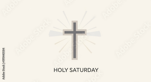 Holy saturday symbol with radiant cross on beige background representing easter and christian faith
