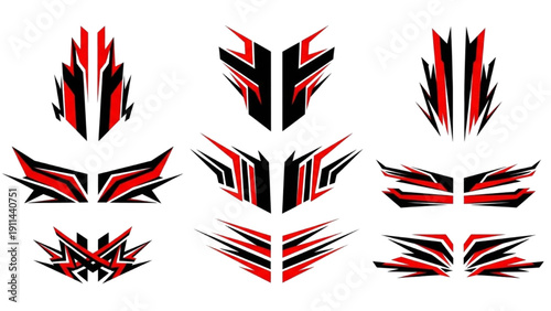 Red and Black Racing Stripe Sticker Decal Design Set
