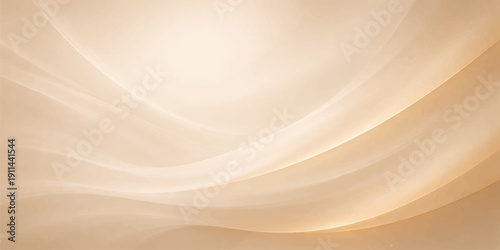 Smooth golden vector illustration featuring an abstract background of flowing cream silk waves with a soft liquid satin texture and elegant light curves