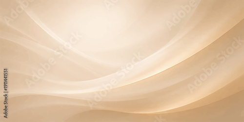 Cream silk fabric vector illustration featuring smooth gold waves and soft flowing satin drapery for a luxury abstract background design