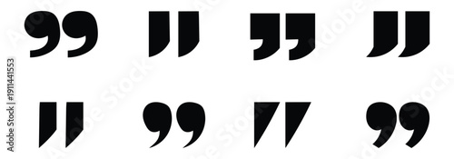 Assortment of quotation mark and citation symbols. Quotation mark Icons Set. Quotation mark icon collection. Vector illustration.