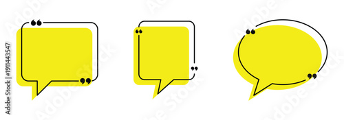 Hand drawn quote box frame set in different shape ideal for  comment outline, chat box, message template and various design projects.  Vector illustration.