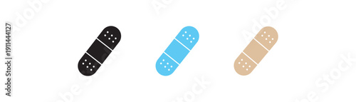 Band aid icon vector set. injury bandage vector icon. Medical plaster sign. medical patch vector icon for UI designs. emergency and medicine color editable Symbol, logo illustration. 