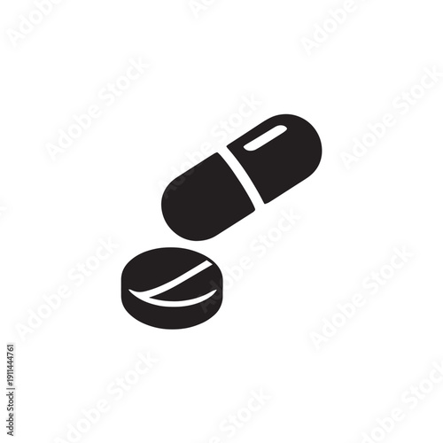 Black and white capsule and tablet pill medicine medication