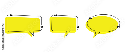 Quotation mark frames collection text boxes speech bubbles quote templates minimalist design elements Blank template design boxes for blog quotes symbols and messaging on transparent background.