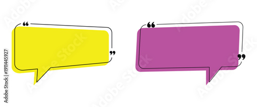 Quotation mark frames collection text boxes speech bubbles quote templates minimalist design elements Blank template design boxes for blog quotes symbols and messaging on transparent background.
