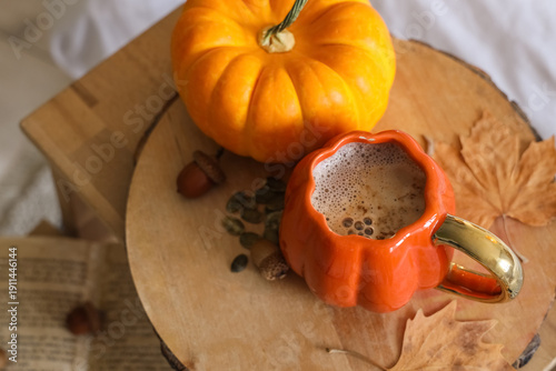 Cup of coffee with pumpkin ...