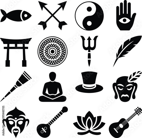 Collection of spiritual symbols and icons