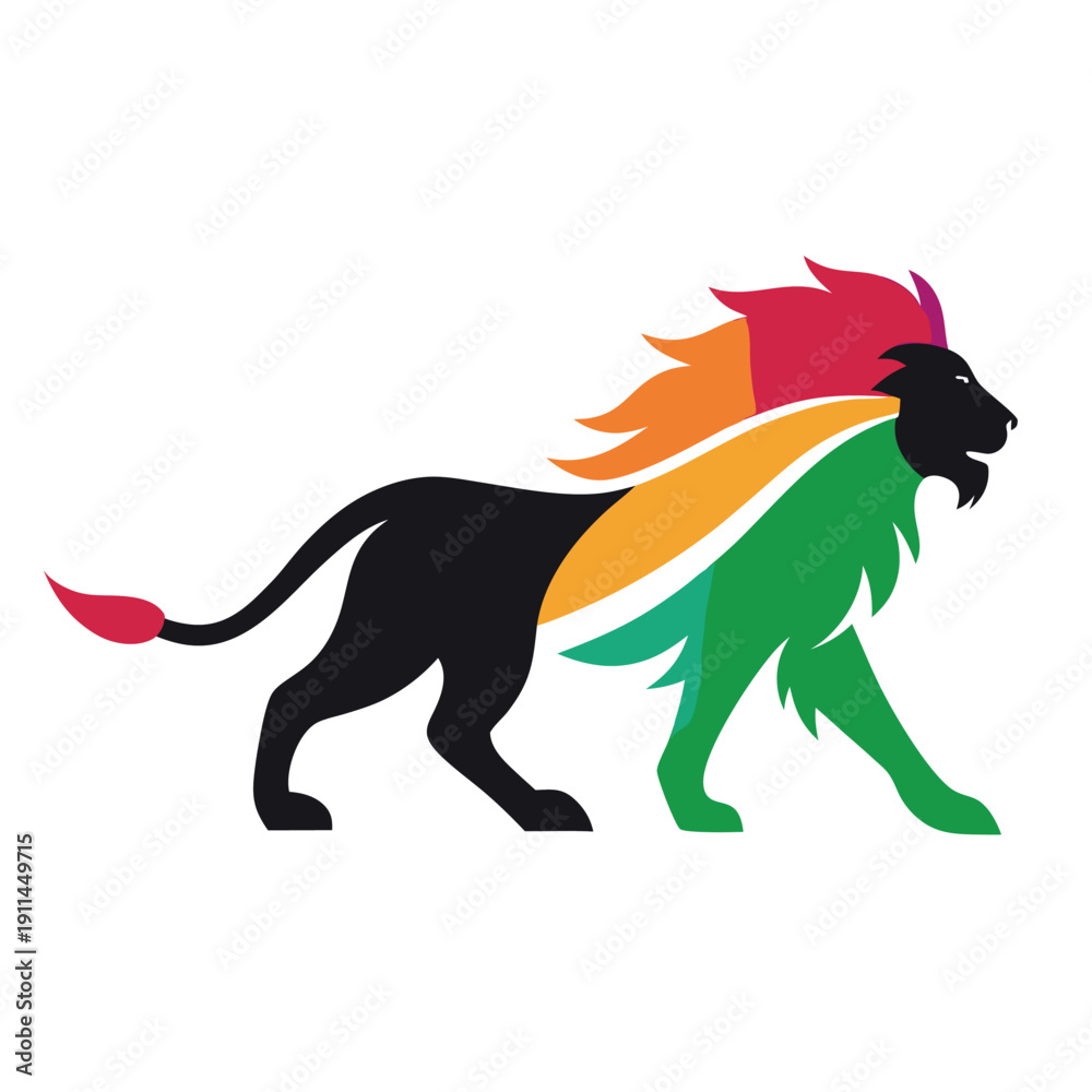 Obraz premium A dynamic lion silhouette in vector format feature
