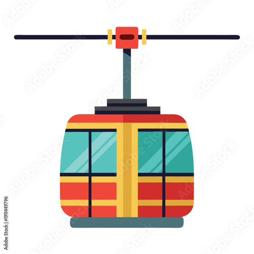 Aerial tramway with a white background 