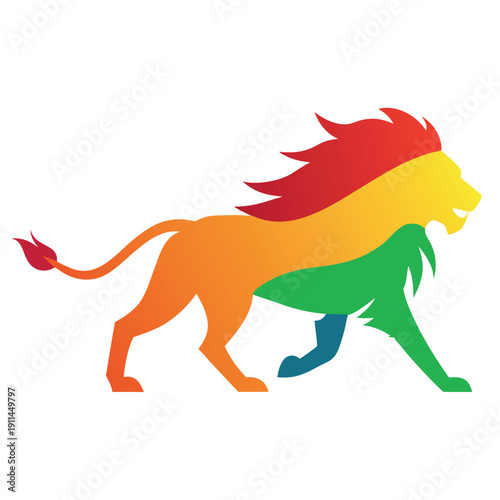 A dynamic lion silhouette in vector format feature  