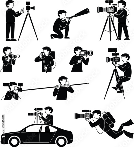 Photographers capturing moments with various equipment and techniques