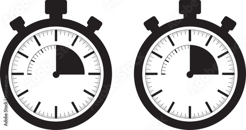 Black stopwatch timer white background sports