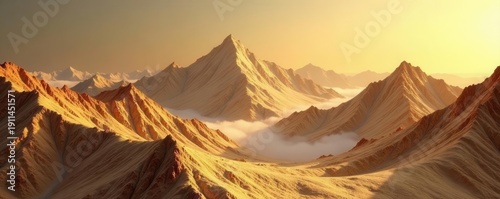 Abstract golden mountain peaks, luxury texture background , art, geometric