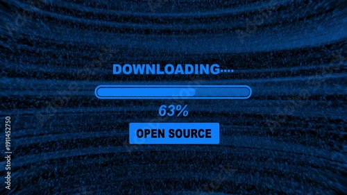 Open source download animation. loading porn progress bar with percent number.