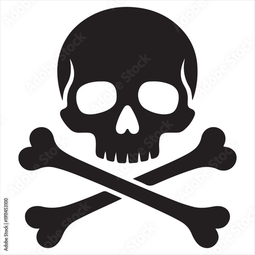 Skull and Crossbones Silhouette Icon danger poison