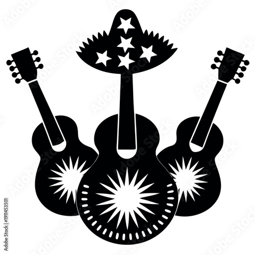 A guitars silhouette Cinco de mayo style  