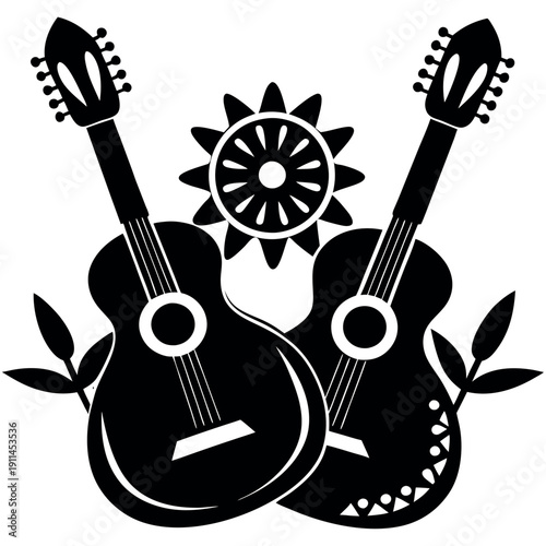 A guitars silhouette Cinco de mayo style  
