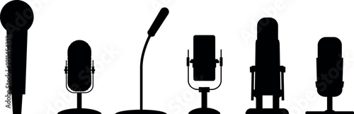 Retro and Modern Microphone Silhouette Set
