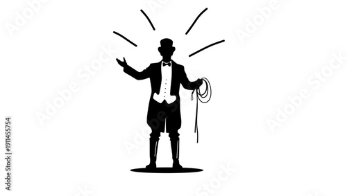 Circus ringmaster , black isolated silhouette