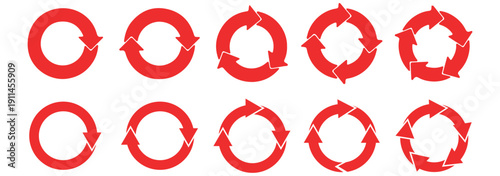 Set 3 of Simple Rotating Arrows with Circular Motion (Cycle Arrows) - Black