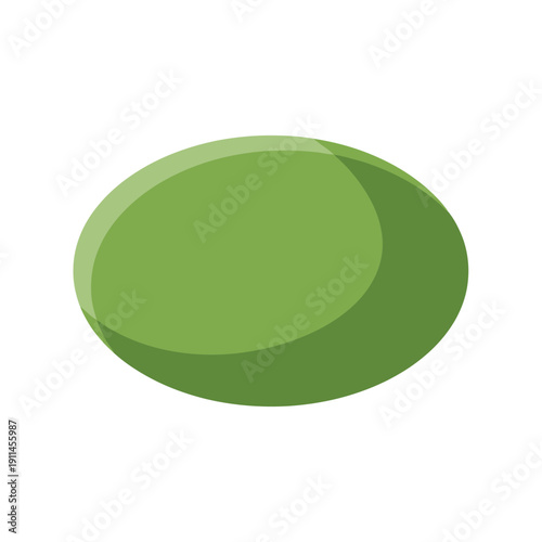 Minimalist verdant ellipse illustration featuring gentle shadow, ideal as a foundational geometric object for various creative applications and visual presentations