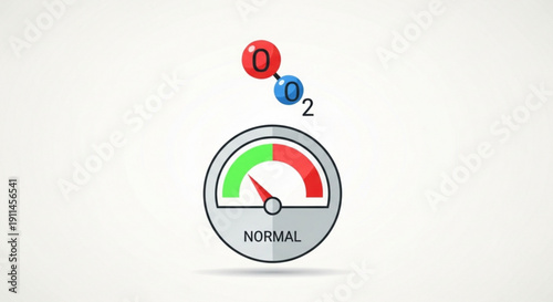 Oxygen level gauge with normal reading and molecular structure above