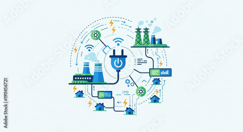 Smart city infrastructure with power grid and renewable energy sources