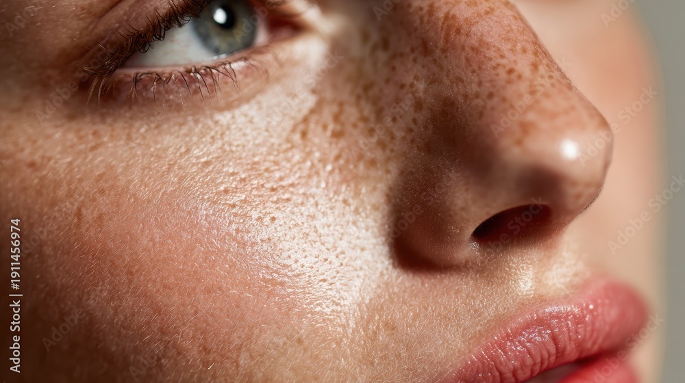 Fototapeta premium Close-Up of Fresh Skin with Healthy Glow and Natural Beauty Elements
