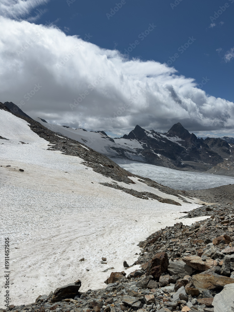 Obraz premium Landscape at Rutor glacier in La Thuile, Aosta valley, Italy