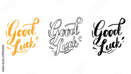 Good Luck calligraphy typography vector illustrations set