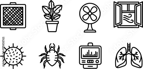 Vector icons for National Care About Your Indoor Air Month