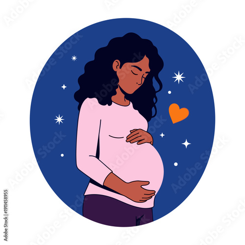 Pregnant woman with love and care for her unborn baby