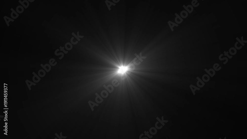 Shining star and light rays motion graphics on black screen chroma key alpha channel background. High quality stock footage of sun rays light effects