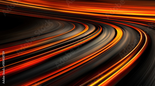 Photos Dynamic Curved Lines in Vibrant Orange and Black Abstract Background