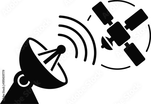 Satellite dish communicating with a satellite in orbit