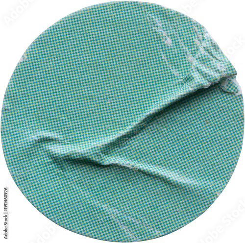 Blank blue round adhesive paper sticker label isolated on white background