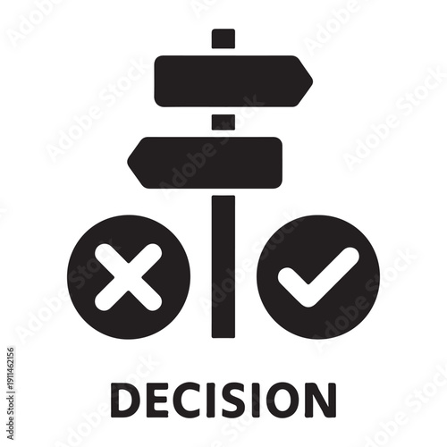 Business decision thin line icon set. Containing choice, arrow, meeting, option, advice, strategy, opportunity, direction, plan, checklist, choose, goal, solution, career, success, legal hammer, law