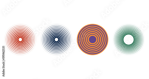 Abstract Concentric Circle Elements – Hypnotic Halftone Ring Pattern for Sound Wave, Sonar, Radio, and Geometric Vector Backgrounds"