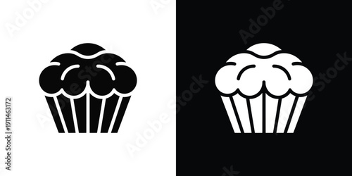 Black and white cupcake on contrasting backgrounds