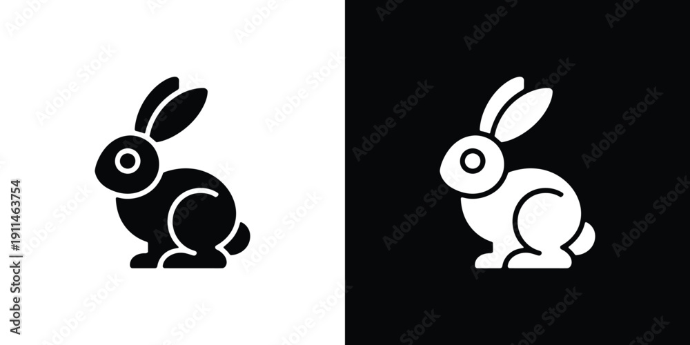 Obraz premium Black and white rabbit on contrasting backgrounds