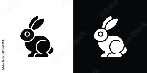 Black and white rabbit on contrasting backgrounds