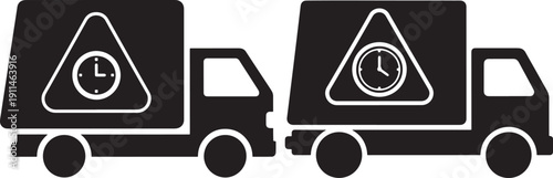 Fast Delivery Truck Icon with Clock Symbol for Express Shipping, Timely Logistics, and On-Time Transportation Services