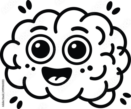 A cartoon cloud with a smiling face and big eyes