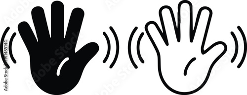 Modern Gestural Pictograms for Friendly Communication, Minimalist Waving Palm Symbols Representing "Hello" or "Goodbye", vector, illustration, silhouette.