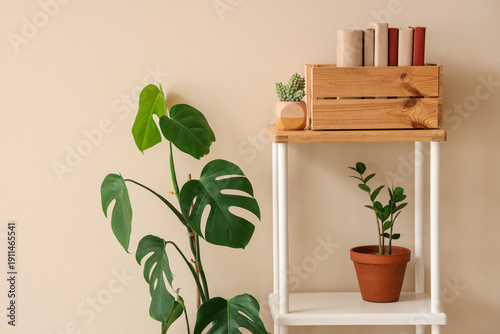 Wooden box with different b...