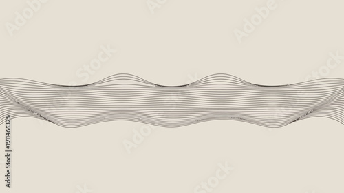 A minimalist abstract image displays a repeating wave like pattern composed of numerous parallel gray lines on a pale beige background high quality professional detailed modern