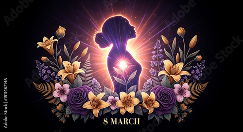 Silhouette of adult woman scolding a child at sunset with city skyline in background